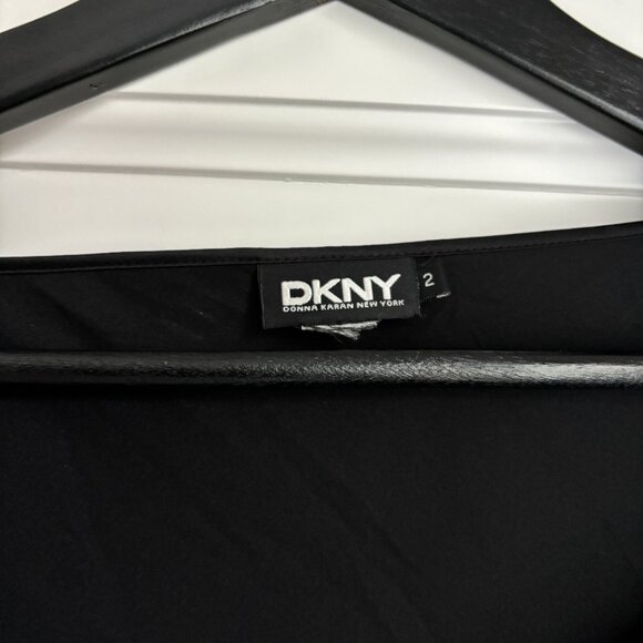 DKNY Black Satin Cowl Neck Tank Top - Picture 2 of 3